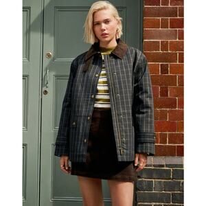 NEW! NEXT Navy Check Cord Collar Heritage Coat in NAVY CHECK (M)